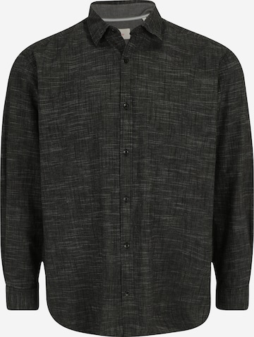 s.Oliver Men Big Sizes Button Up Shirt in Black: front