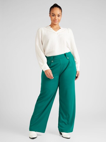 ONLY Carmakoma Wide leg Pleat-Front Pants 'CARSANIA' in Green