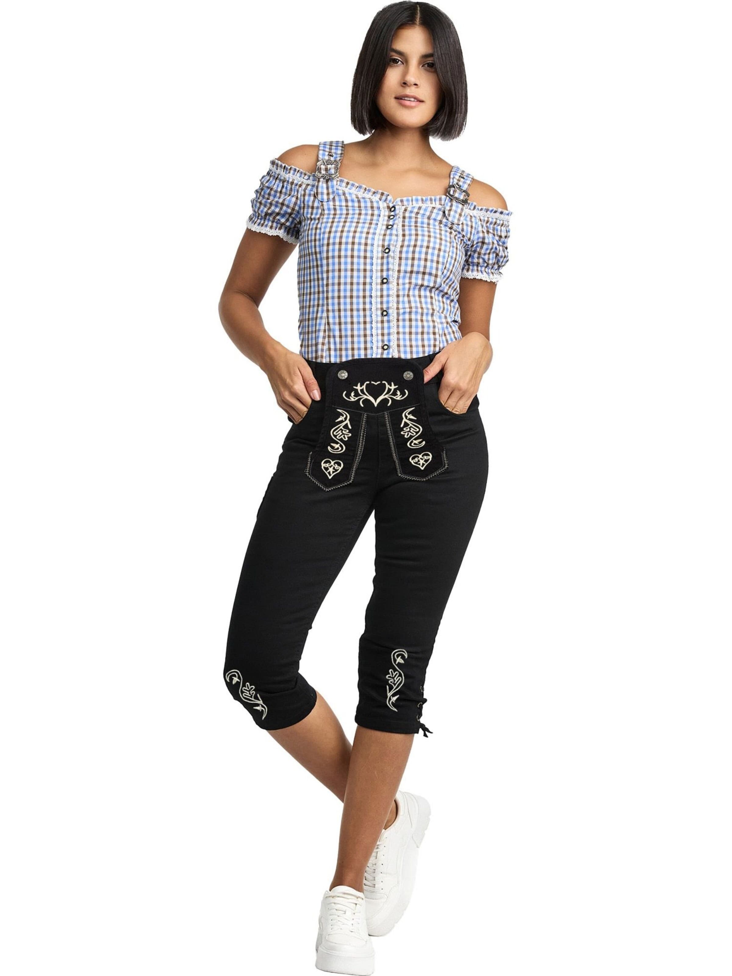 Steigenhöfer Regular Traditional Pants 'Ida' in Black: front