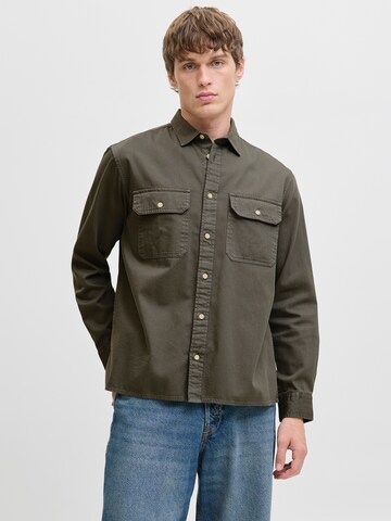 JACK & JONES Средняя посадка Рубашка 'JJETRAVIS' в Зеленый: спереди