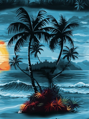 Hawaiihemdshop.de Regular fit Overhemd 'Hawaiihemd Day on Hawaii' in Blauw