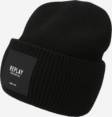 REPLAY Beanie in Black: front