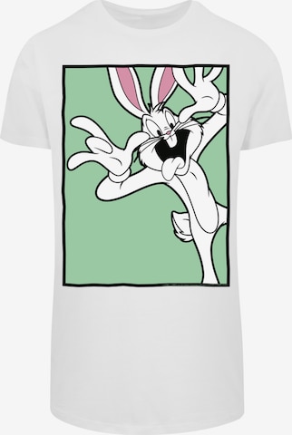 F4NT4STIC Shirt 'Looney Tunes Bugs Bunny Funny Face' in Wit: voorkant