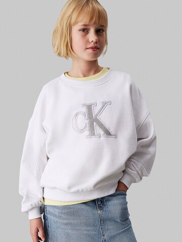 Calvin Klein Jeans Sweatshirt in Wit: voorkant