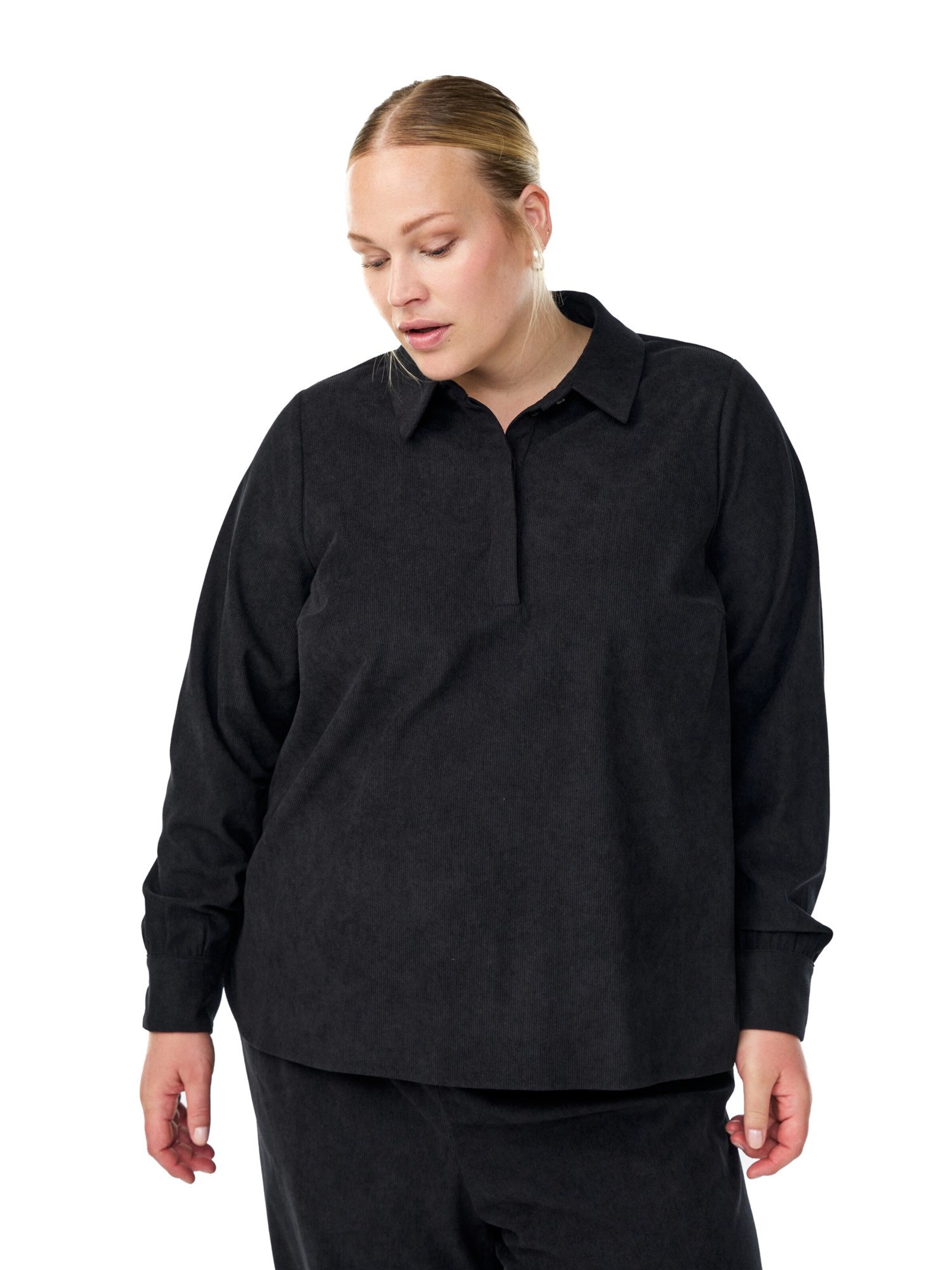 Zizzi Blouse 'Msurine' in Zwart: voorkant