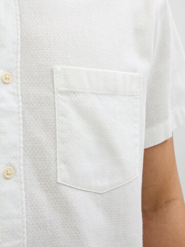 JACK & JONES Slim fit Button Up Shirt 'JORVARENNA DOBBY' in White