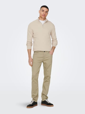 Coupe slim Pantalon 'Loom' Only & Sons en beige
