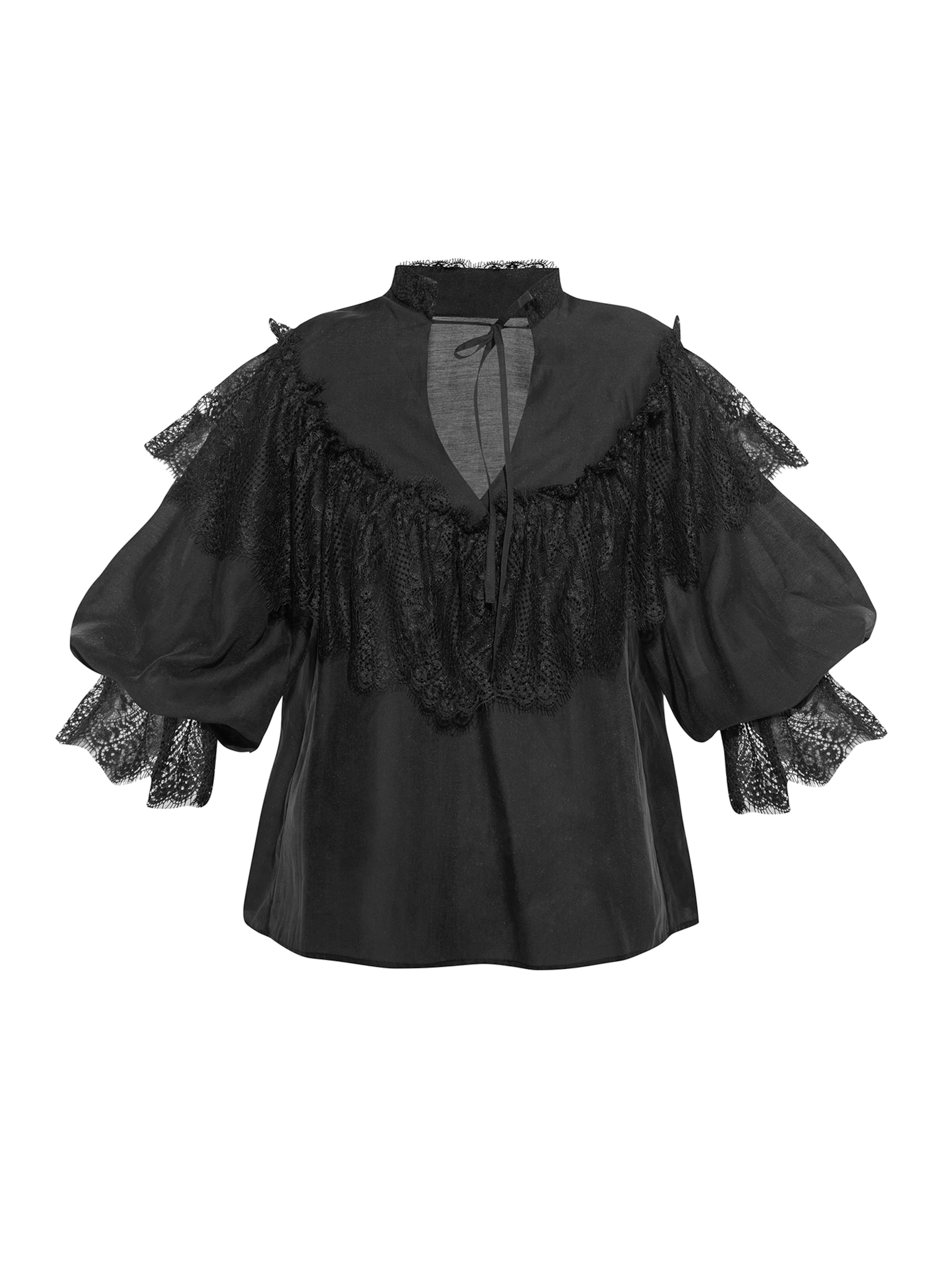 JIORO Blouse 'BOHEMIAN' in Zwart: voorkant