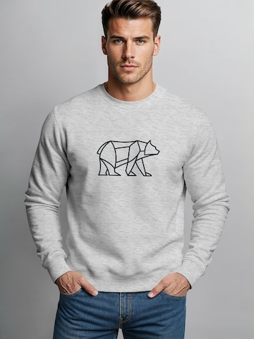 Neverless Sweatshirt 'Bär Lineart Polygon' in Grey