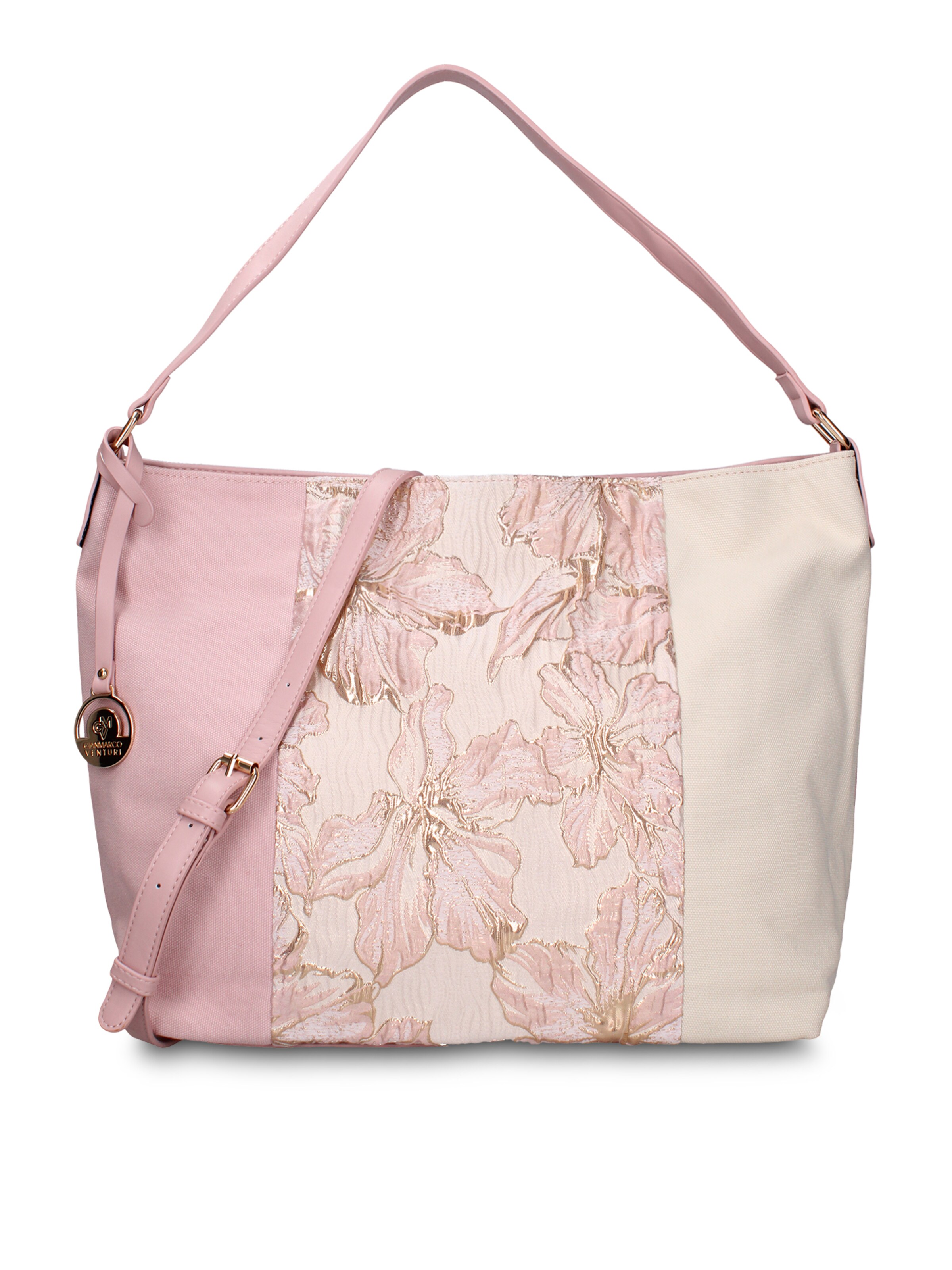 Borsa a mano 'Borsa a tracolla Gianmarco Venturi Alizé pelle vegana bicolore stampa floreale' di GianMarco Venturi in rosa