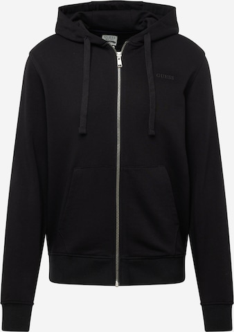 GUESS Zip-Up Hoodie 'BROOKS' in Black: front