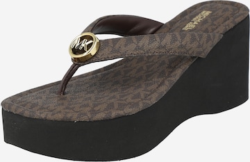 MICHAEL Michael Kors T-Bar Sandals 'SARITA' in Brown: front