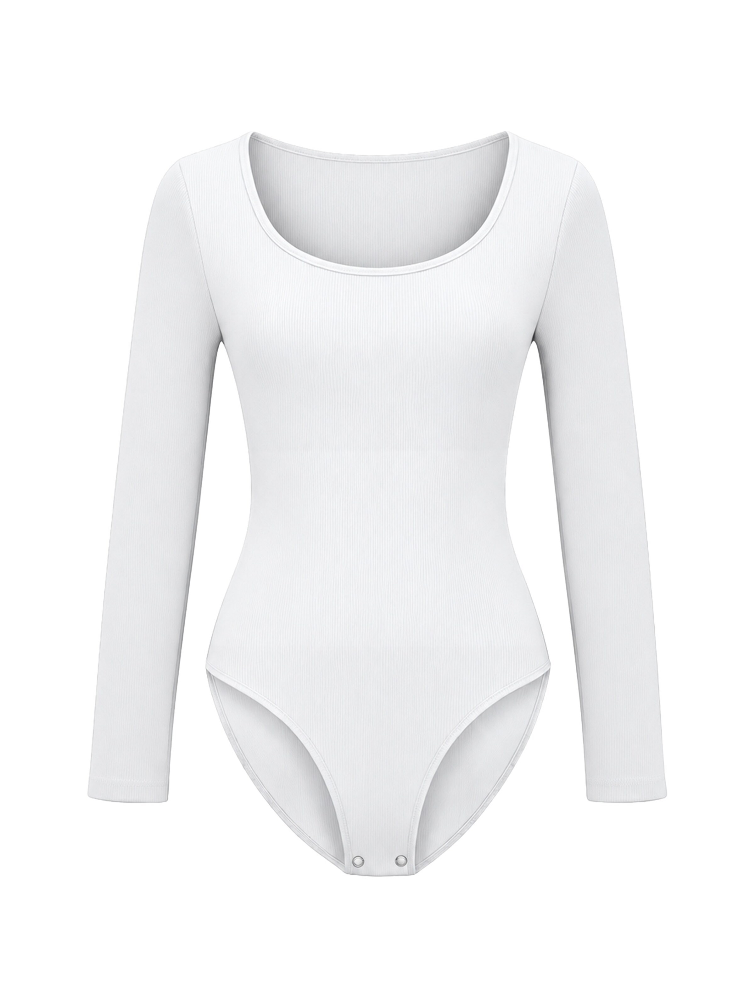 cfab Body 'Ribbed Longsleeve Sculpting Bodysuit with Slip' in Wit: voorkant