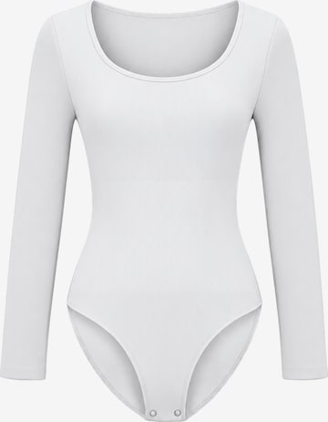 cfab Body 'Ribbed Longsleeve Sculpting Bodysuit with Slip' in Wit: voorkant