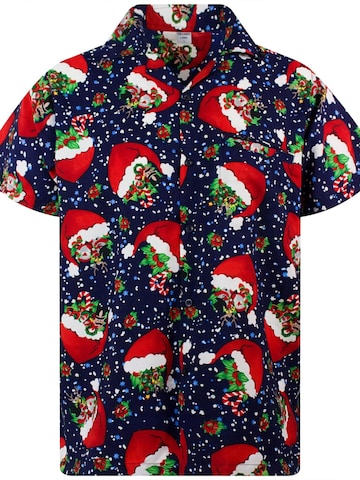 Camicia 'Christmas Flying Hats' di King Kameha in blu: frontale