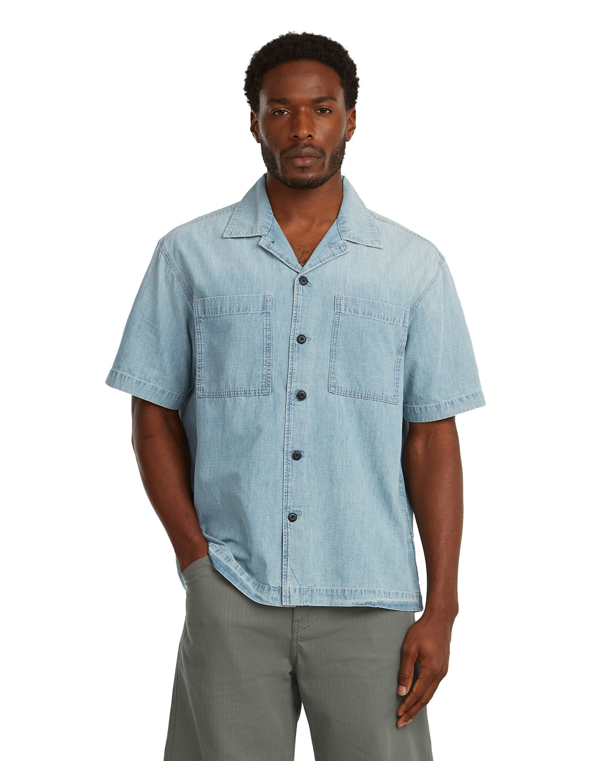 Coupe regular Chemise business 'Bowling 2-Pocket Shirt' G-STAR en bleu : devant