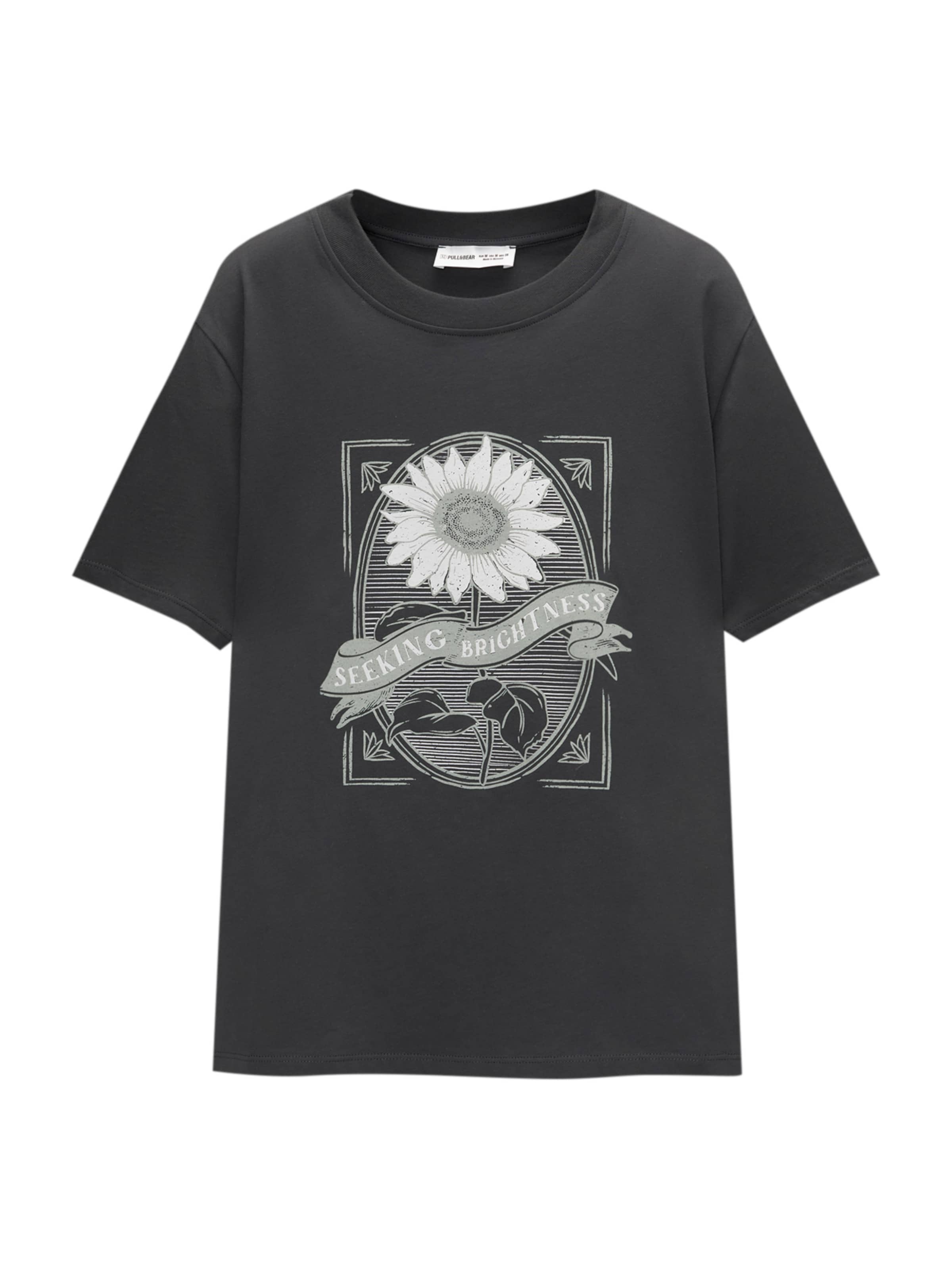 Pull&Bear Koszulka w kolorze szary: przód