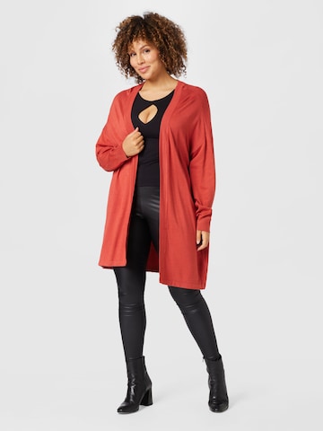 Fransa Curve Knit Cardigan 'BLUME' in Red: front