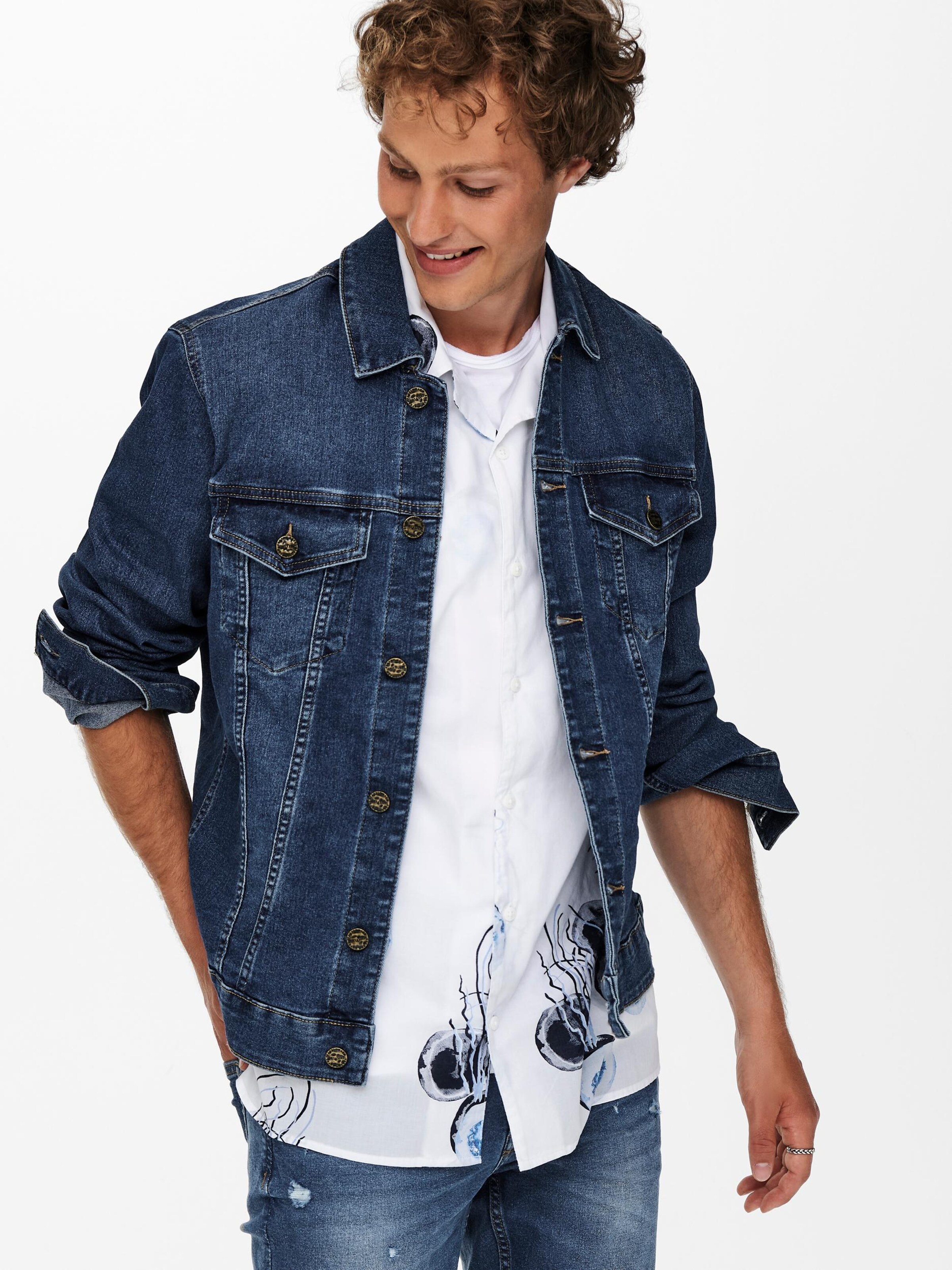 Männer Jacken Only & Sons Jacke 'Come' in Blau - WT34085 Männer Jacken Only & Sons Jacke 'Come' in Blau - WT34085