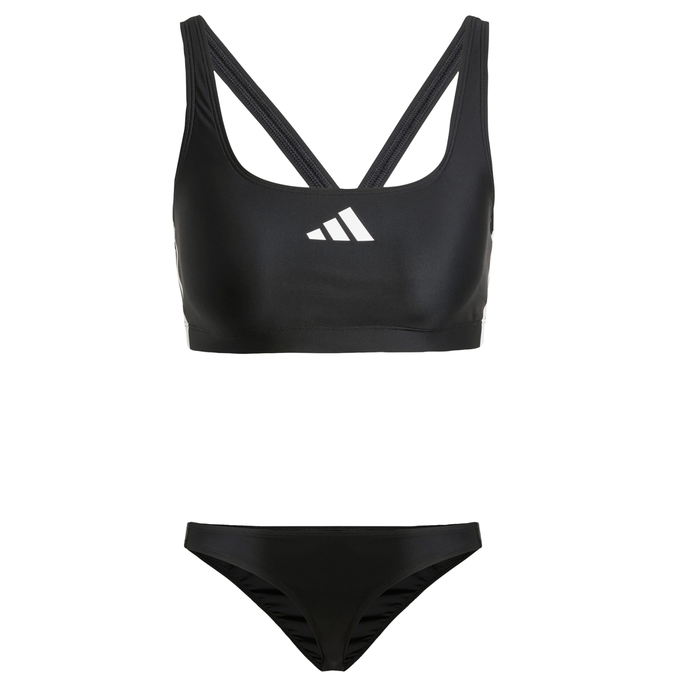 Bustier Bikini de sport &#x27;3-Stripes V-Back&#x27; ADIDAS PERFORMANCE en noir : devant