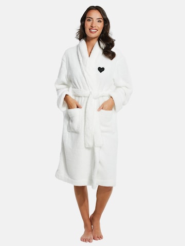 Threadbare Long Bathrobe 'Robert Robe' in White: front