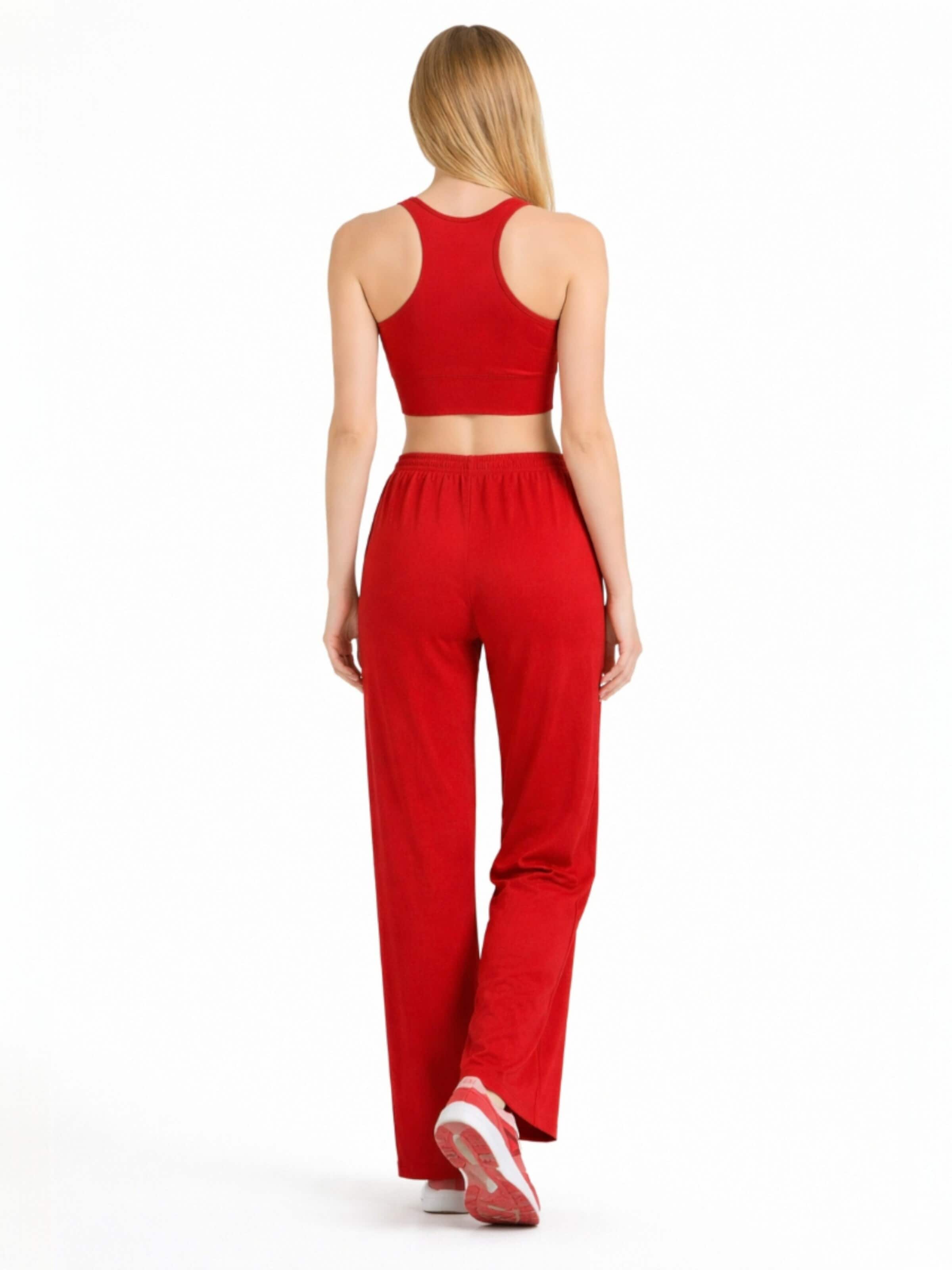 Wide leg Pantaloni 'FLORYN – Palazzohose Crinkle' di fashionshowcase in rosso