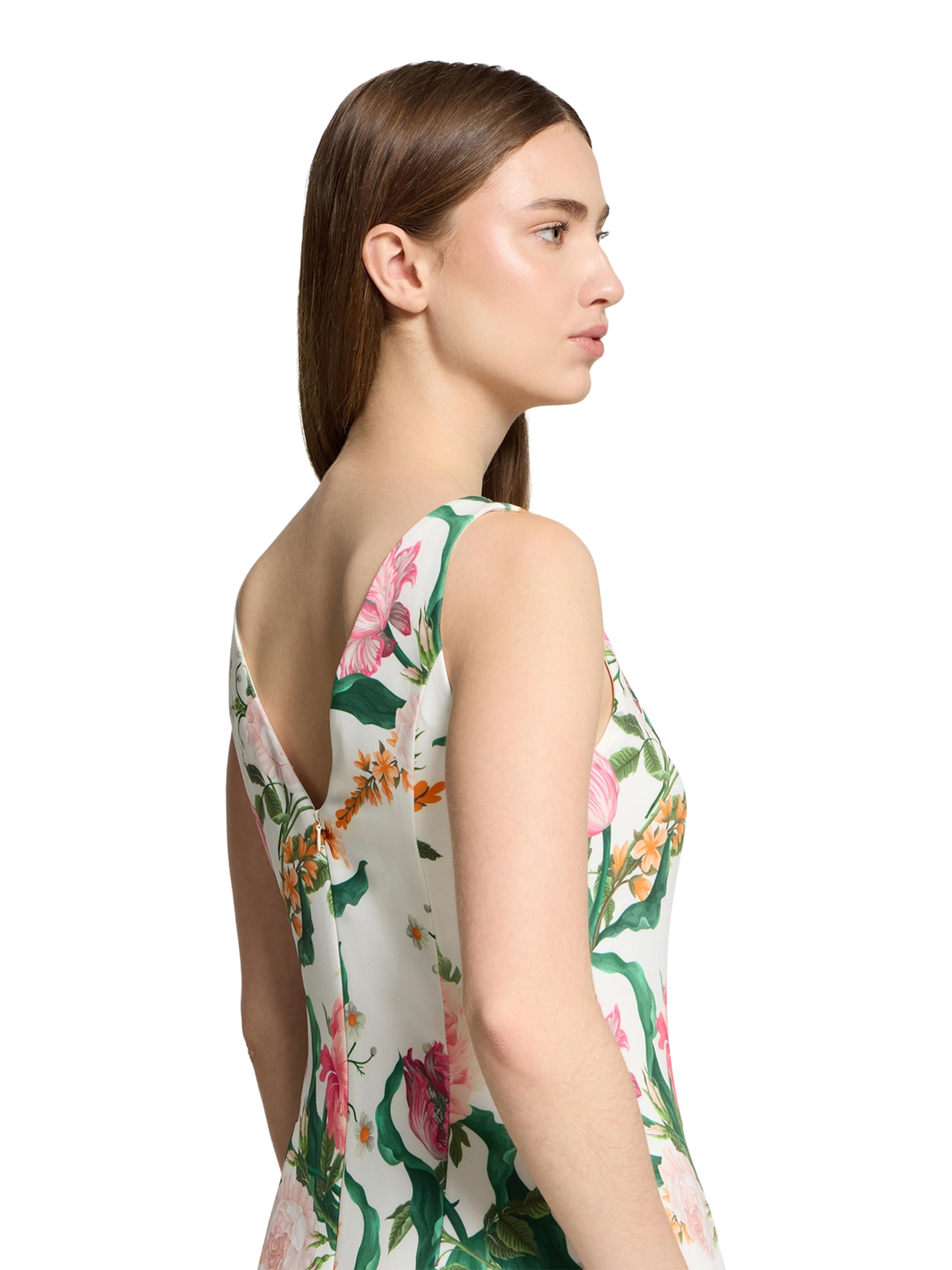 Vera Mont Blumenkleid mit Kellerfalten in Weiß