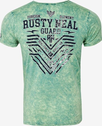 Rusty Neal T-Shirt Crewneck mit coolem Print in Grün