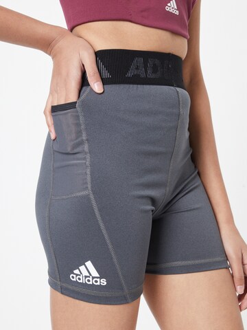 ADIDAS SPORTSWEAR Skinny Workout Pants 'Techfit' in Grey