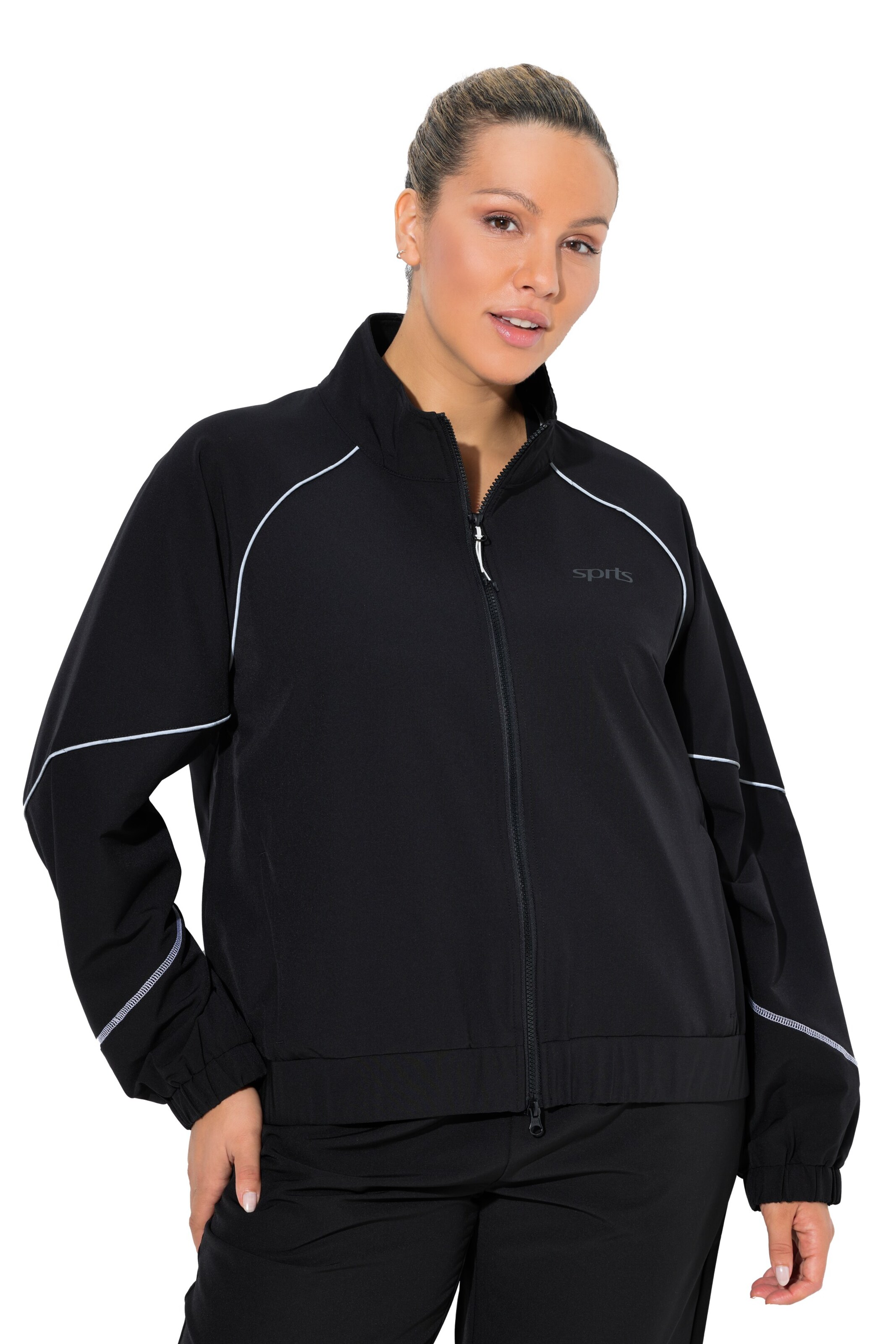 Ulla Popken Weatherproof jacket in Black: front