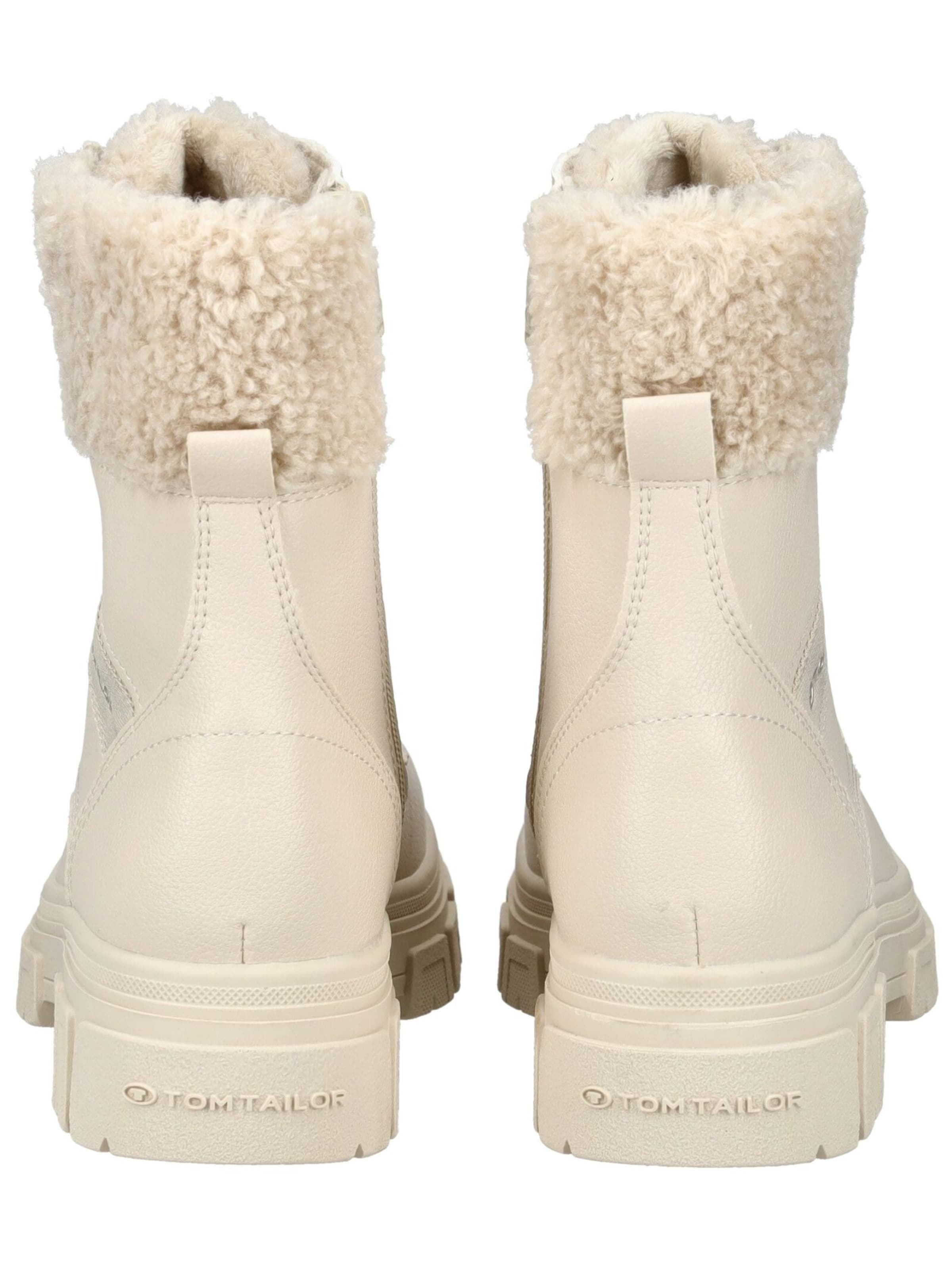 TOM TAILOR Schnürstiefelette in Beige
