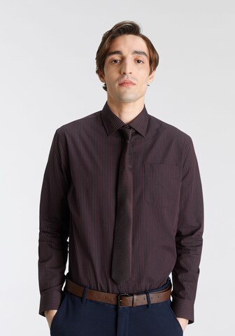 Man's World City Business EM Regular fit Button Up Shirt in Brown