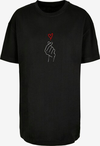 Merchcode Oversized shirt 'Heart' in Black: front