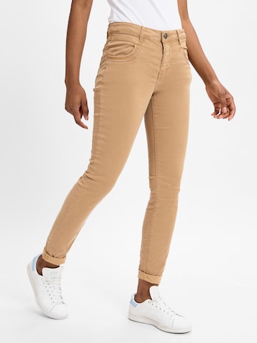 MOS MOSH Slimfit Broek in Bruin: voorkant