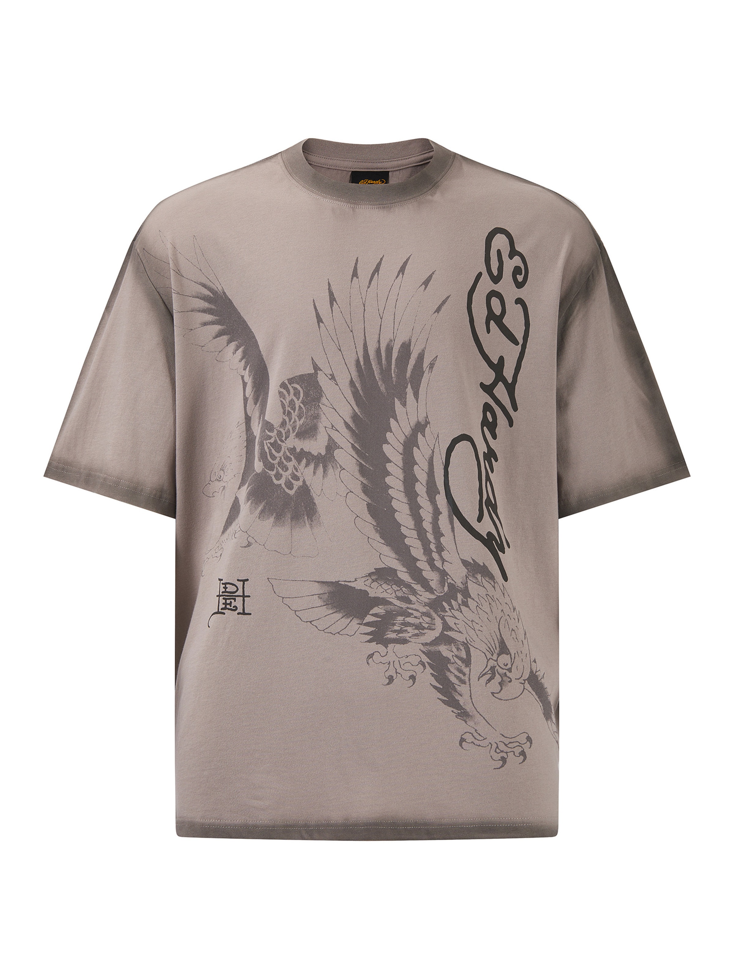 Tricou 'Eagles In Attack' de la Ed Hardy pe gri: față