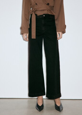 MANGO Wide Leg Farkut 'CATHERIN' värissä musta: etupuoli
