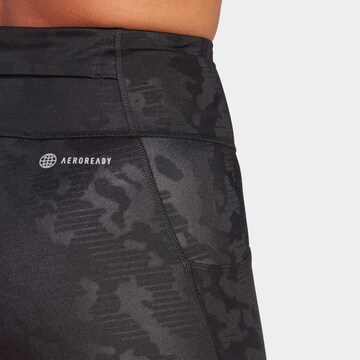 ADIDAS PERFORMANCE Skinny Workout Pants 'Dailyrun Embossed Camo' in Black