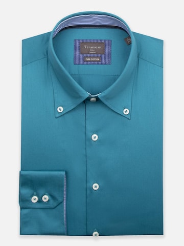 Slim fit Camicia business 'Roma Iconic Satin Man Shirt Green' di 7Camicie in verde