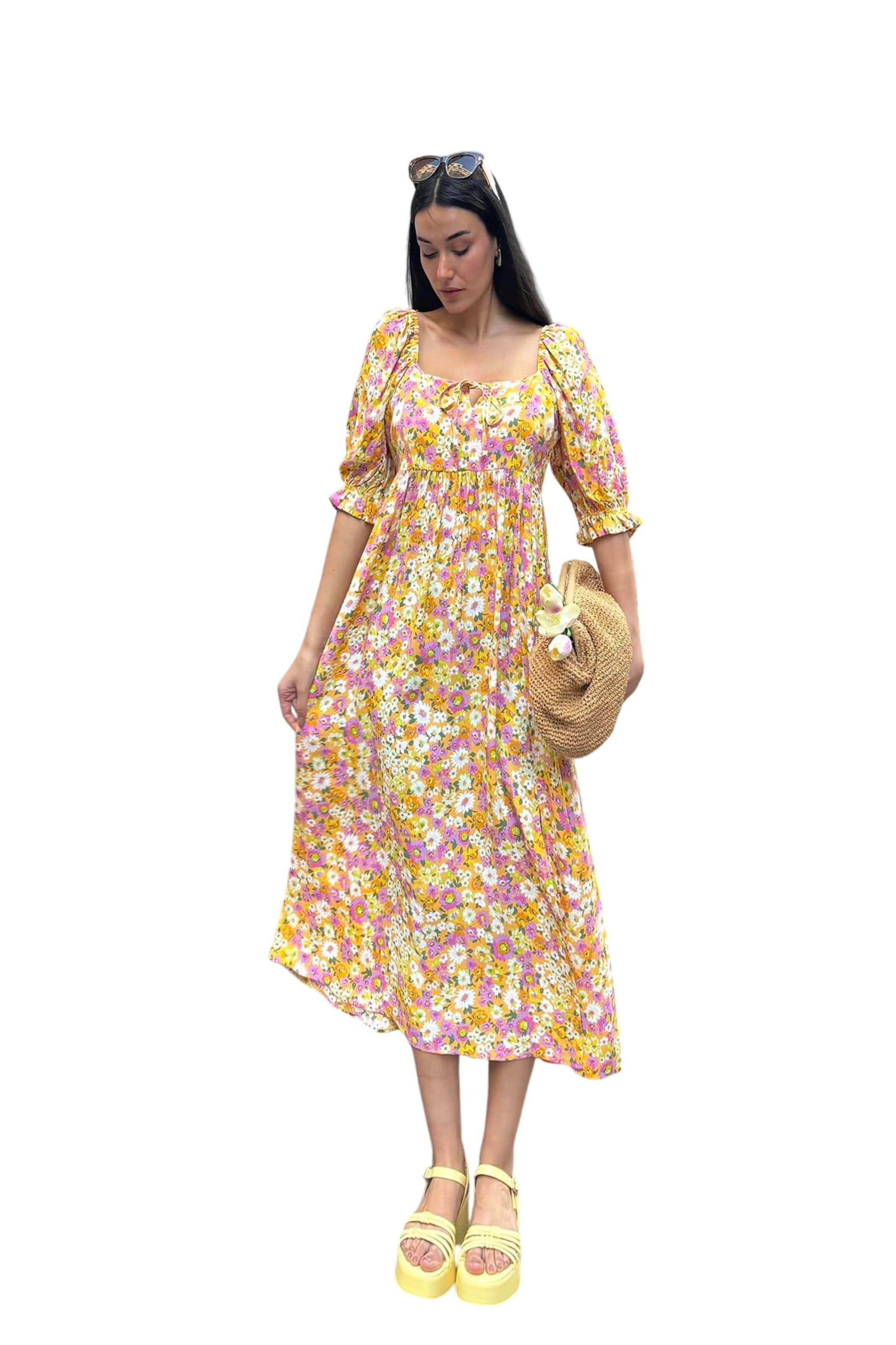 For You Moda Dress in Yellow: front