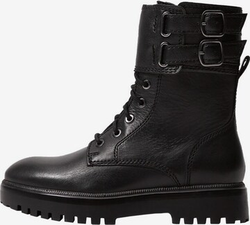 MANGO Lace-Up Ankle Boots in Black: front