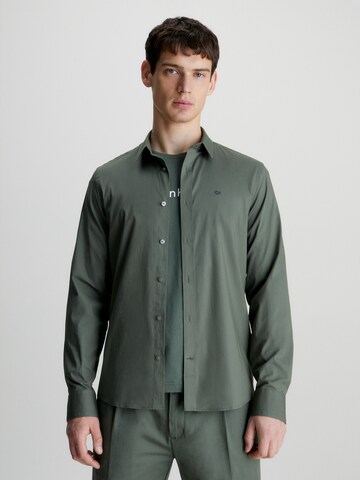 Calvin Klein Slim fit Button Up Shirt in Green: front