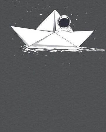 T-Shirt 'Astronaut In Paper Boat' watabout.kids en gris