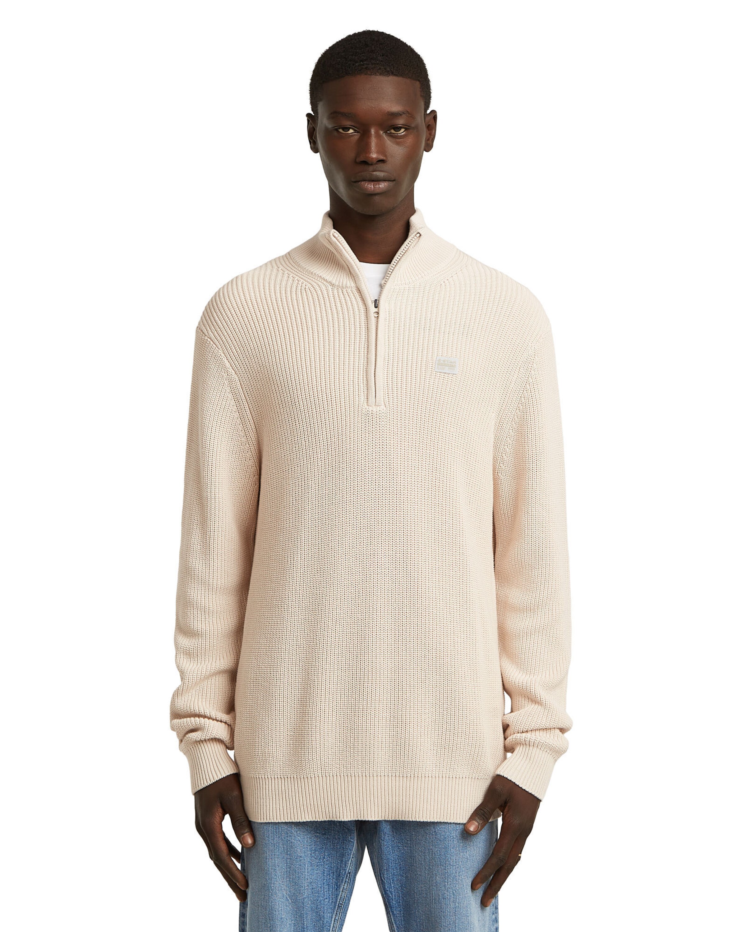 G-STAR Pullover 'Half Zip' in Beige: Vorderseite