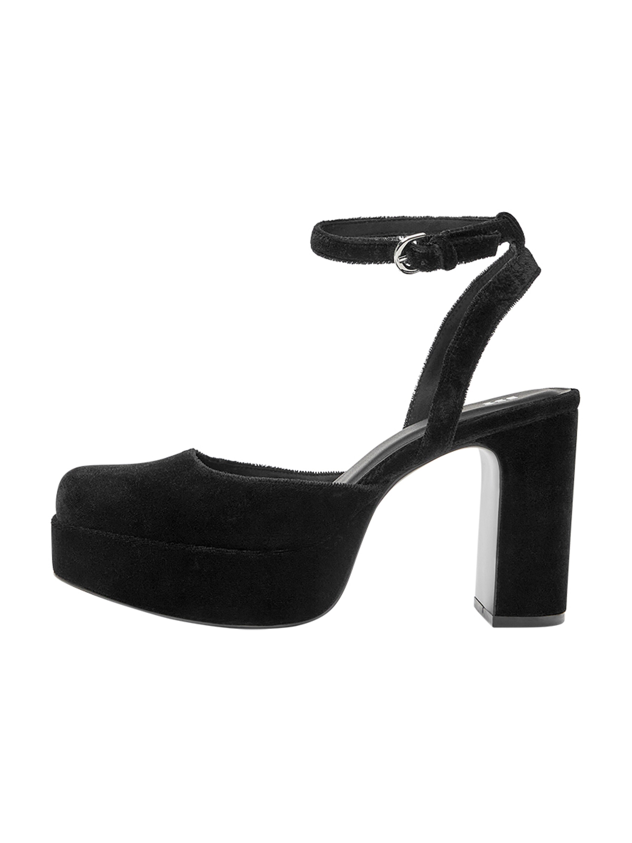 Pull&Bear Čevlji s peto in s paščki | črna barva