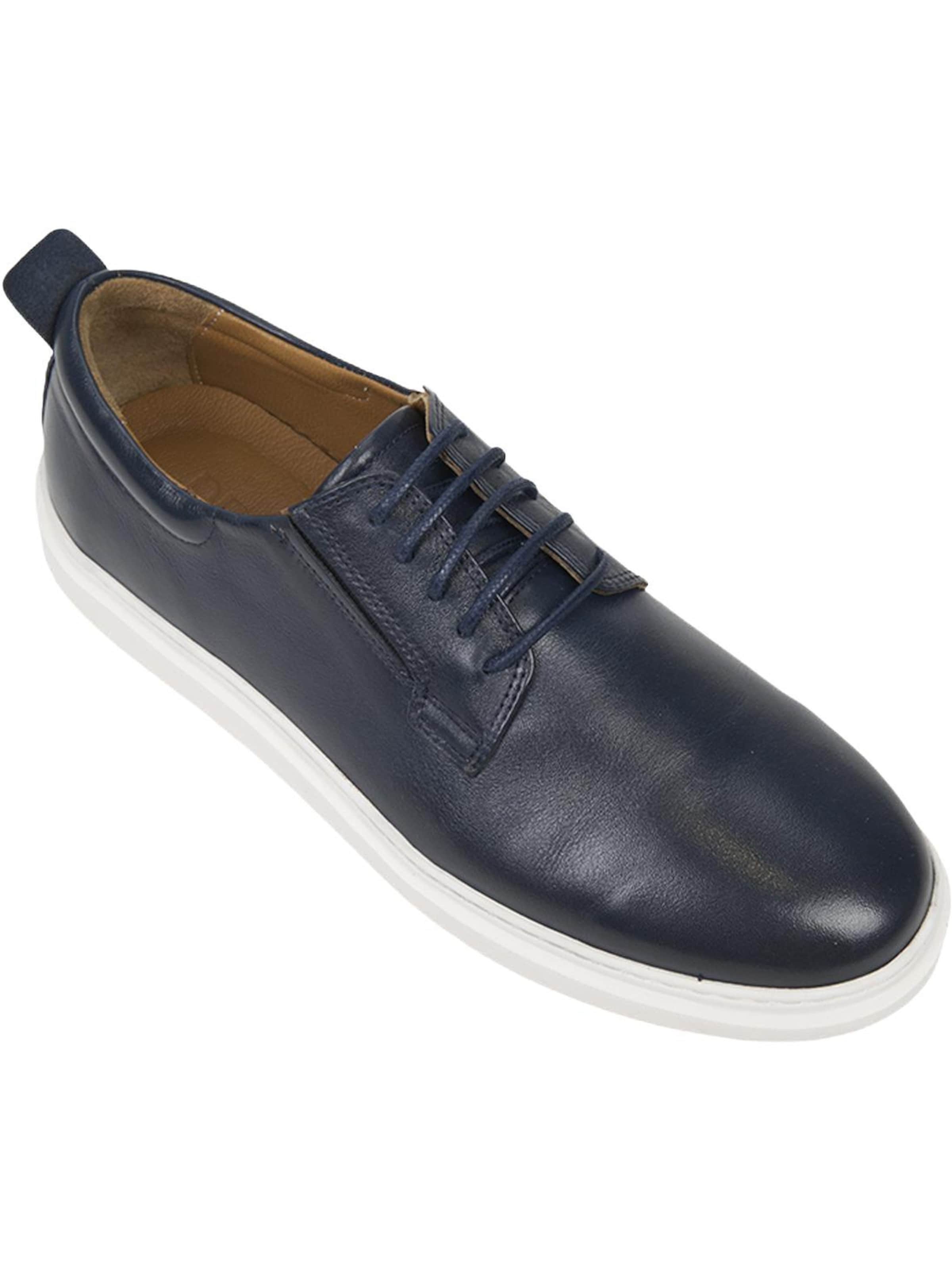 Desa Athletic lace-up shoe 'DESA Herren-Schnürschuhe aus Leder mit weißer Sohle' in Blue