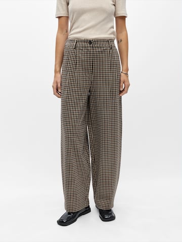 OBJECT Barrel Pleat-front trousers in Brown: front