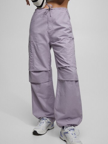 Pull&Bear Wide leg Cargo Pants in Purple