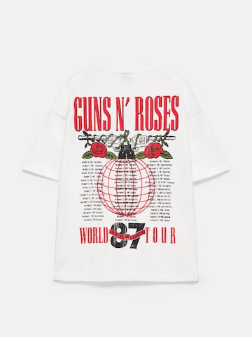 Pull&Bear Shirt 'GUNS N' ROSES WORLD TOUR REL' in White