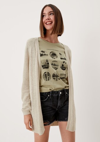 QS by s.Oliver Knit Cardigan in Beige: front
