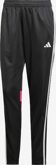 Sportinės kelnės 'Tiro 25 Essentials' iš ADIDAS PERFORMANCE, spalva – tamsiai rožinė / juoda / balta, Prekių apžvalga